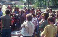Everyone gathered around the drum.